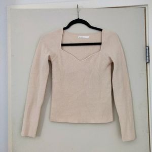 Oak + Fort Sweetheart Neck Top Oatmeal